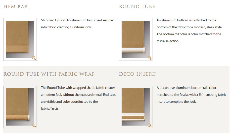 Roller Shade Options