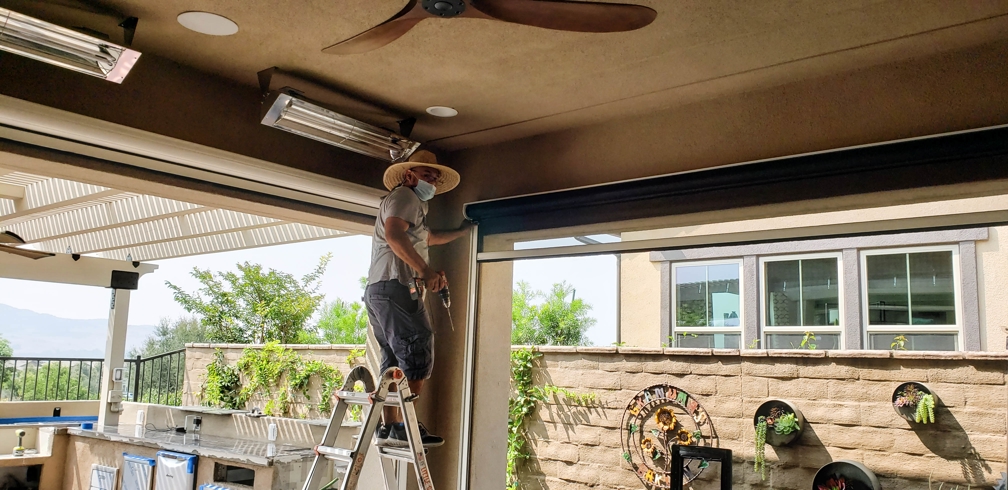 Motorized Power Screen on a California room