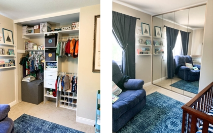 Before and After BiFold Closet Doors with Glass Panels