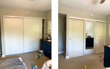 Before and After BiFold Closet Doors with Molded Panels