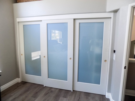 3-Panel, 2-Track Ovation Sliding Closet Doors with White Laminated ...