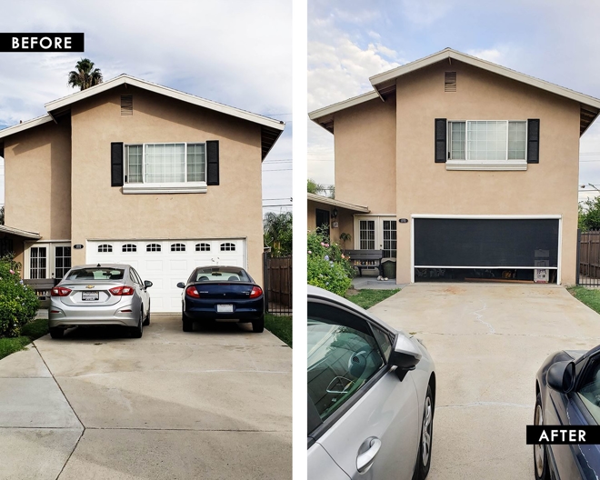 Garage Door Motorized Power Screen in Pomona, California