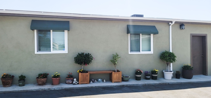 Commercial Fixed Awnings on an apartment complex in Riverside, California