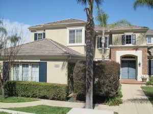 Vinyl Louvered Exterior Shutters on Anaheim home