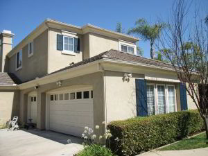 Vinyl Louvered Exterior Shutters on Anaheim home