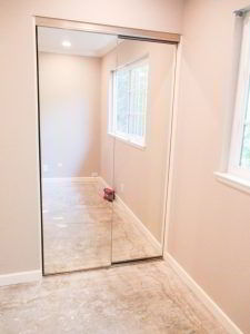 2-track, 2-panel Aluminum-framed Closet Doors with mirrors