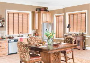 faux wood blinds in kitchen