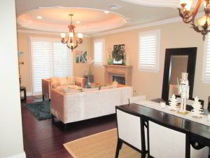 Polycore Interior Plantation Shutters in open concept living area