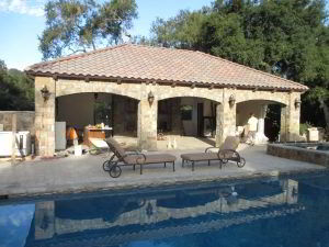 Motorized Power Screens on a pool house in Chino Hills, California