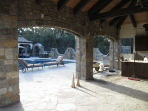 Motorized Power Screens on a pool house in Chino Hills, California