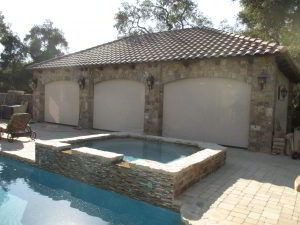 Motorized Power Screens on a pool house in Chino Hills, California