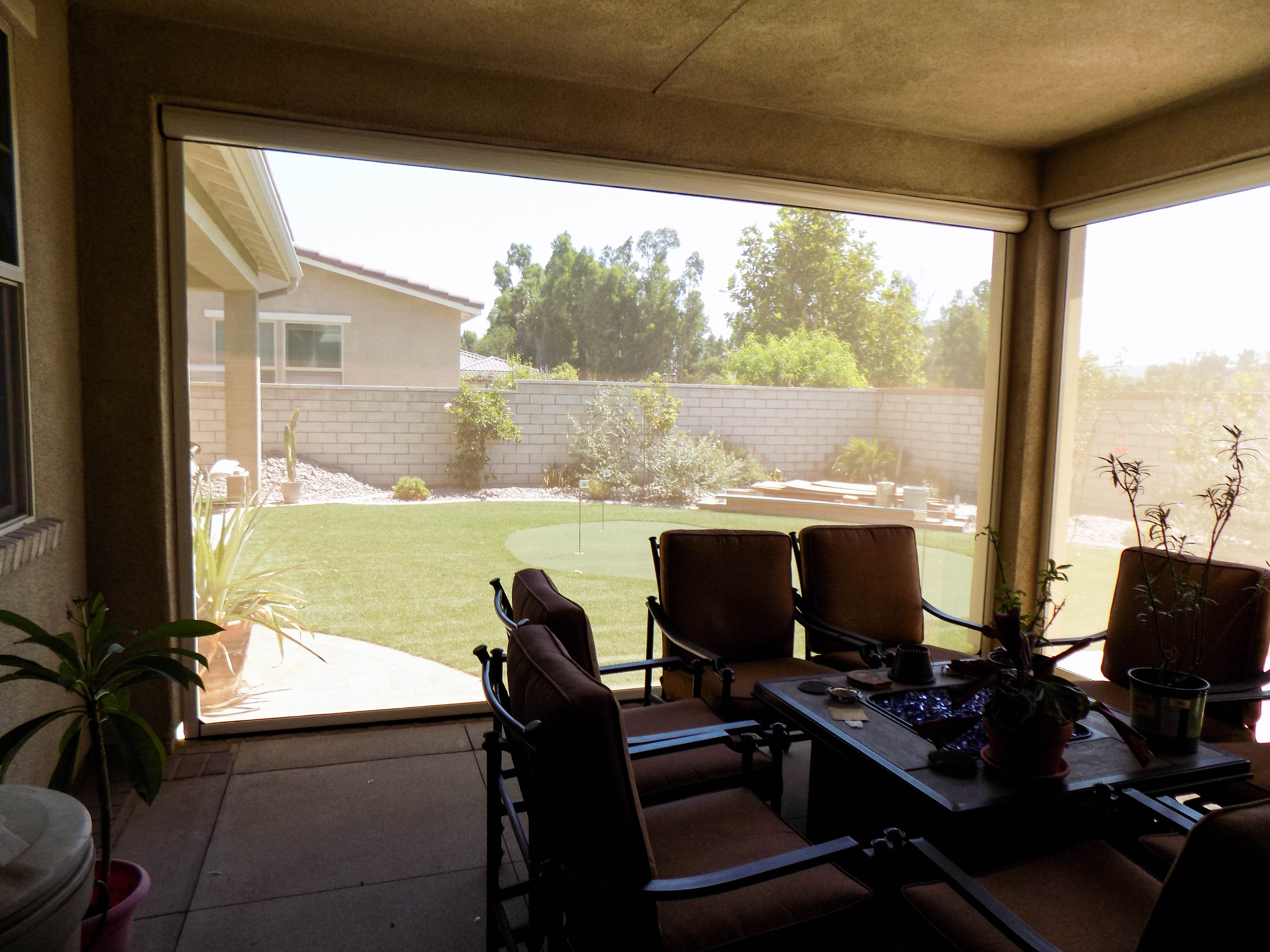 California Room Motorized Power Screens on home in San Bernardino County, CA.
