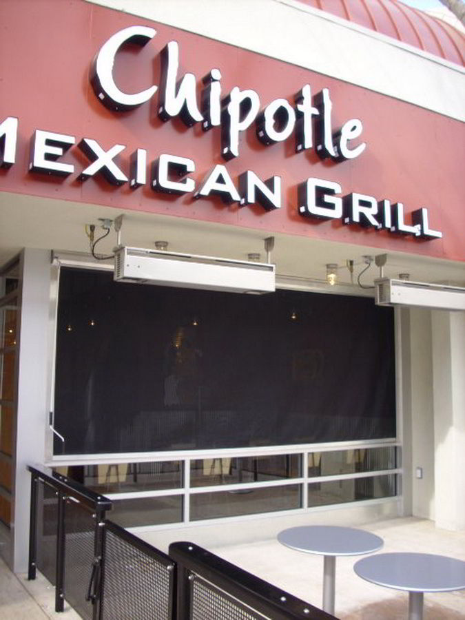 Commercial Manual Drop Screens Chipotle Redondo Beach