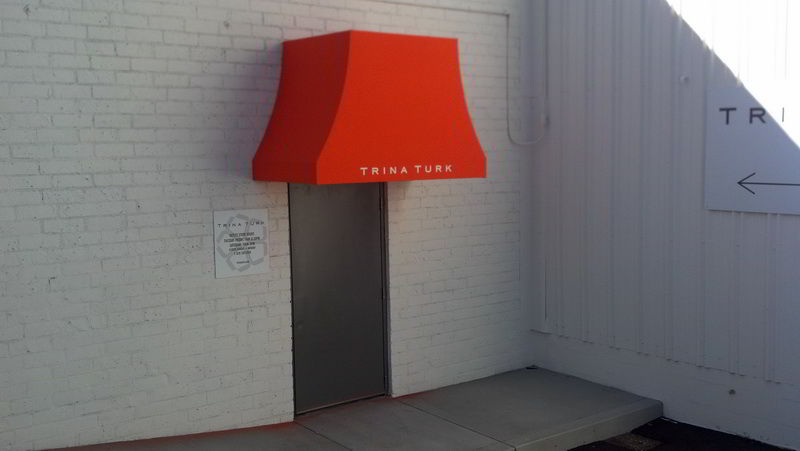 custom awning in bright red